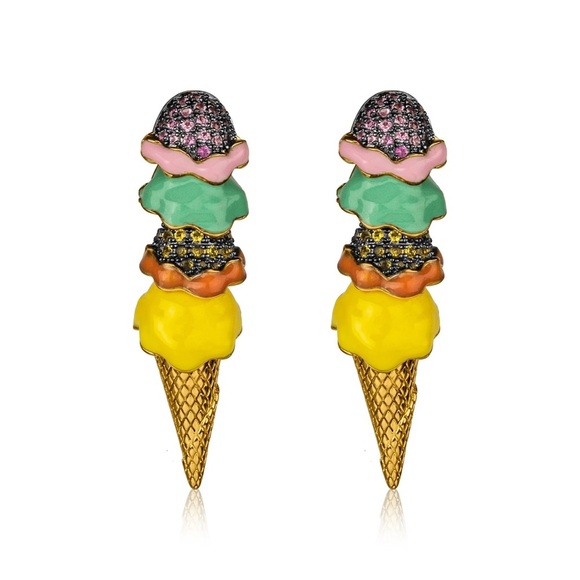 Ice Cream Scoops Shakey Linear Earrings - Picture 1 of 3